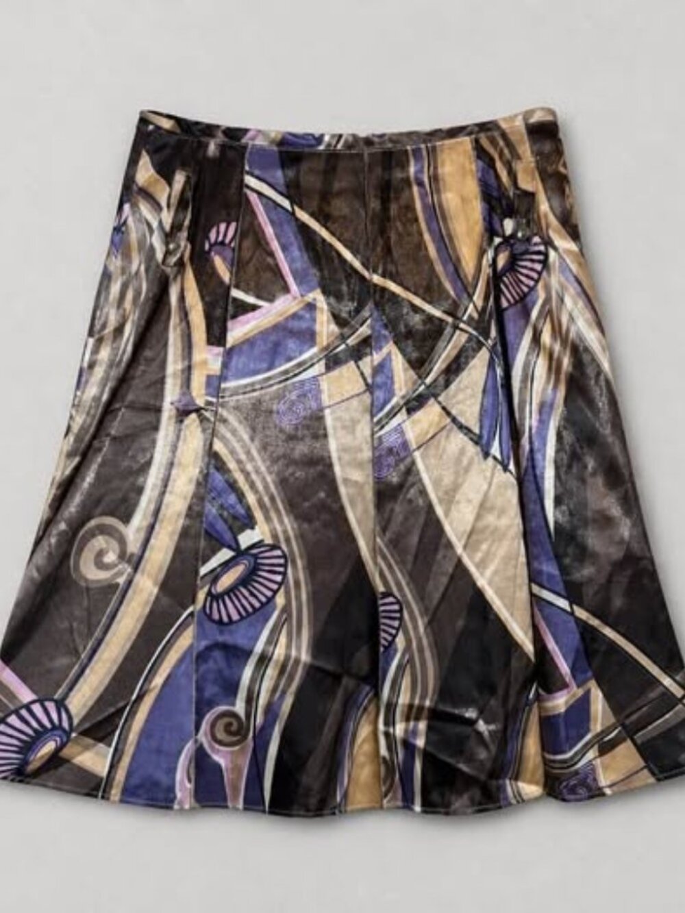 Tuzzi Abstract Satin Skirt | Designer European Statement Piece - Size 4-6